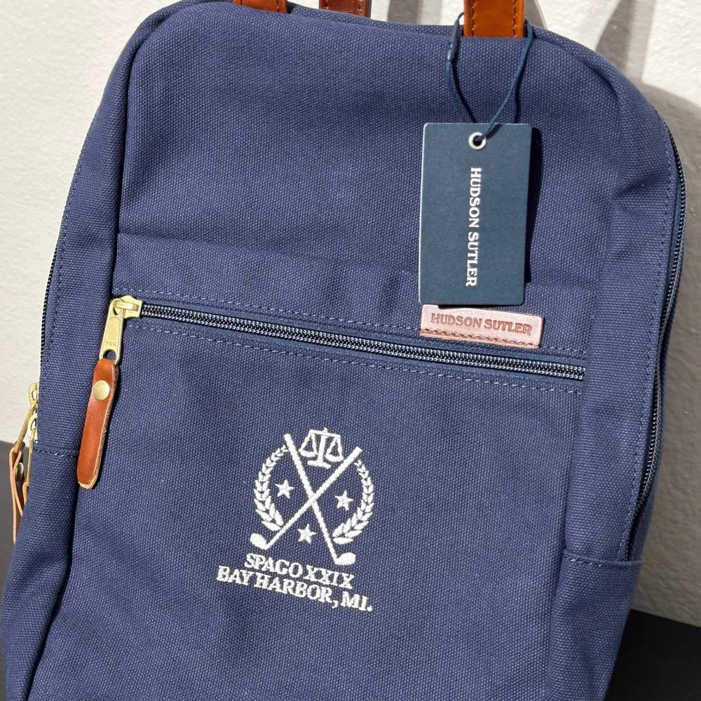 Hudson Sutler Sutter Shoe Bag Unisex OS Navy Blue Canvas Golf Travel Embroidered